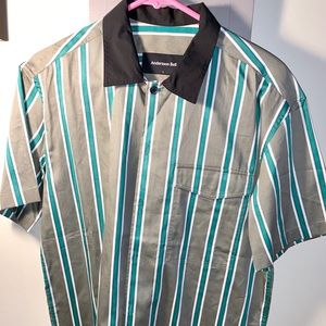 Andersson Bell Green and Gray Striped Shirt